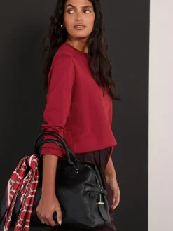 Next Cherry Red Long Sleeve Heavyweight Crew Neck T-Shirt^Women Tops & T-Shirts