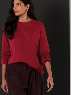 Next Cherry Red Long Sleeve Heavyweight Crew Neck T-Shirt^Women Tops & T-Shirts