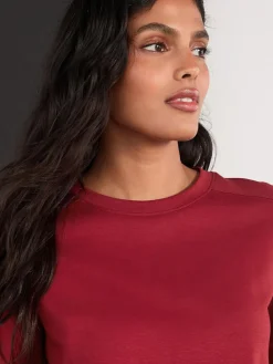 Next Cherry Red Long Sleeve Heavyweight Crew Neck T-Shirt^Women Tops & T-Shirts