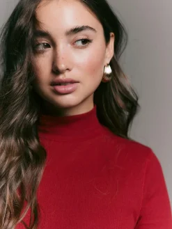 Best Next Cherry Red Ribbed High Neck Long Sleeve T-Shirt