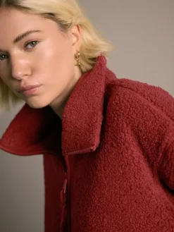 Next Cherry Red Soft Touch Cosy Teddy Borg Quarter Zip Fleece^Women Loungewear