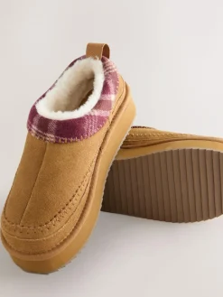 Clearance Next Forever Comfort® Leather Fur Lined Cosy Platform Shoes Chestnut Brown