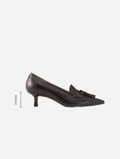 Next Premium Leather With Motionflex Point Toe Tassel Heels Loafers^Women Wide Fit & Extra Wide Fit|Heels