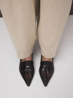 Next Premium Leather With Motionflex Point Toe Tassel Heels Loafers^Women Wide Fit & Extra Wide Fit|Heels