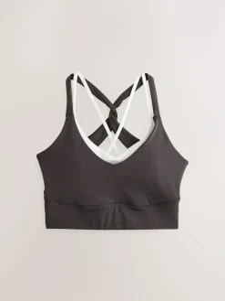 Next Chocolate Brown Active Power Double Layer Cross Back Sports Bra^Women Bras|Sportswear