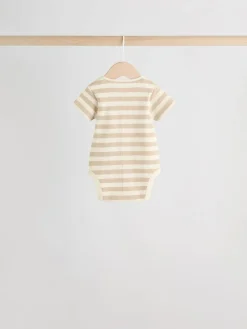 Next Chocolate Brown Baby Short Sleeve Bodysuits 5 Pack^BOY Bodysuits & Vests|Vests