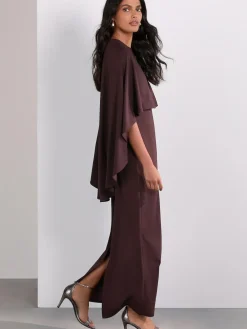 Online Next Chocolate Brown Cape Maxi Dress