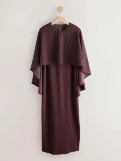 Online Next Chocolate Brown Cape Maxi Dress