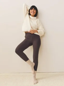 Hot Next Cosy Fleece Leggings Chocolate Brown