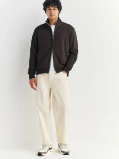 Best Next Cotton Rich Jersey Full Zip Funnel Neck Sweatshirt Chocolate Brown