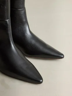 Next Crinkle Effect Leather Signature Underset Heel Knee High Boots^Women Boots & Wellies|Boots