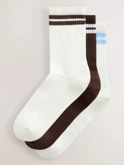 Outlet Next Chocolate Brown Cushion Sole Ribbed Sport Ankle Socks With Arch Support 3 Pack