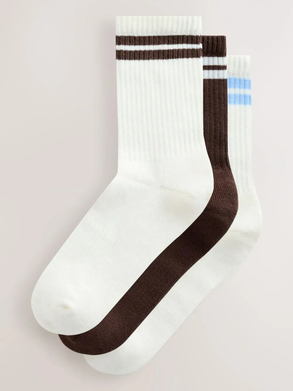 Outlet Next Chocolate Brown Cushion Sole Ribbed Sport Ankle Socks With Arch Support 3 Pack
