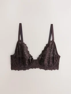 Next Chocolate Brown DD+ Non Pad Plunge Lace Ultimate Comfort Bra^Women Dd+ Range