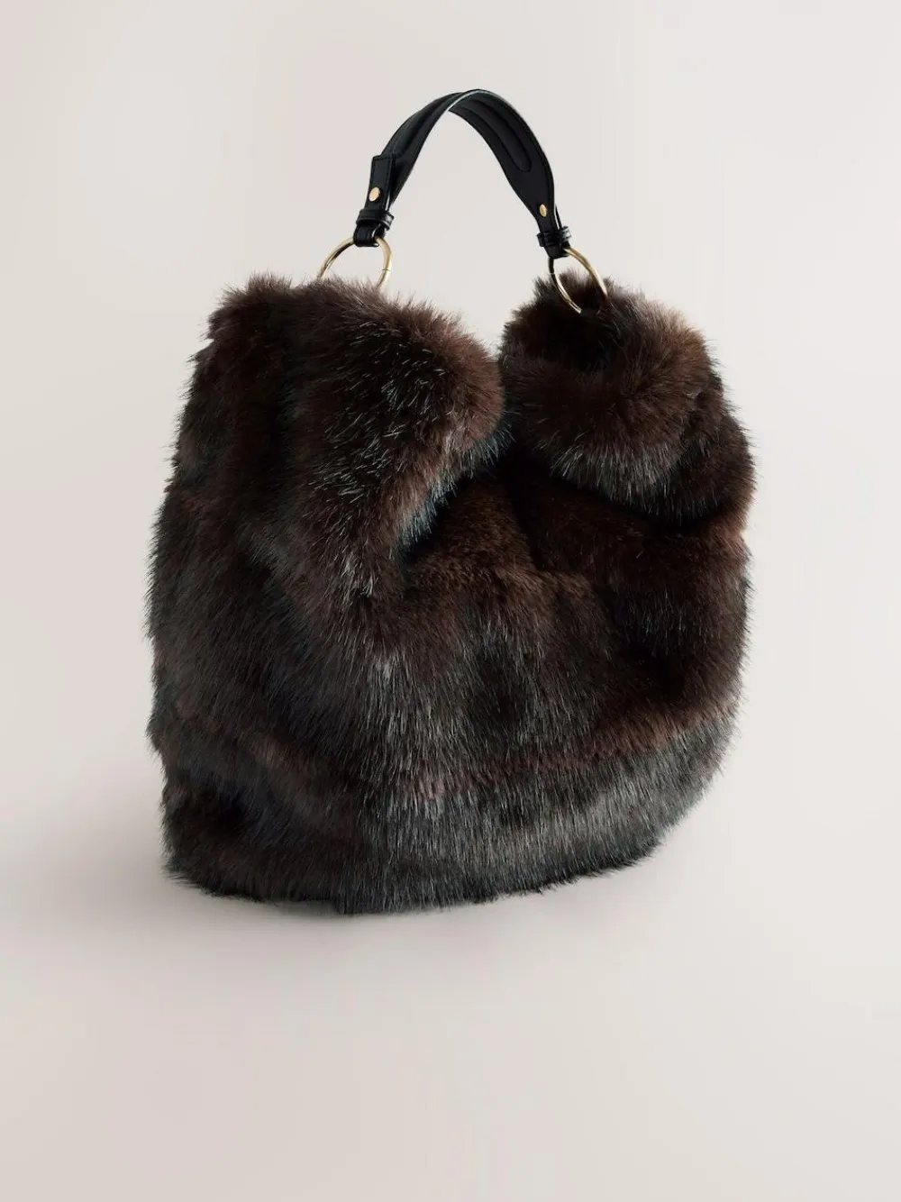 New Next Faux Fur Shoulder Bag Chocolate Brown