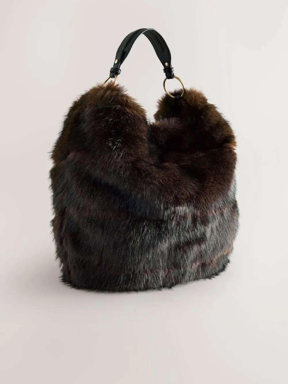 New Next Faux Fur Shoulder Bag Chocolate Brown