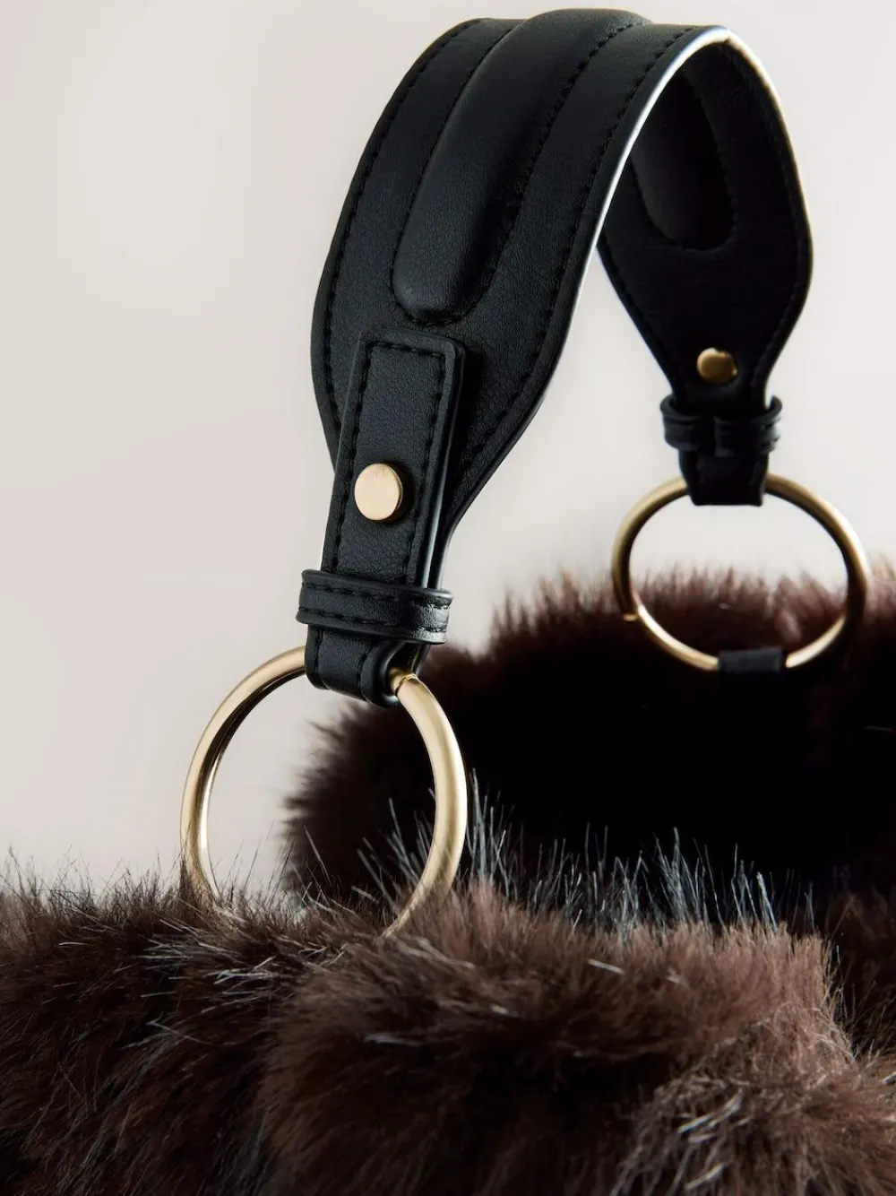 New Next Faux Fur Shoulder Bag Chocolate Brown