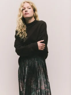 Best Next 2-In-1 Knitted Jumper with Pleated Midi Skirt Chocolate Brown Floral