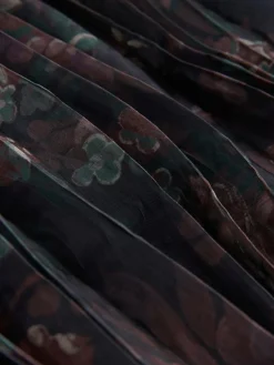 Best Next 2-In-1 Knitted Jumper with Pleated Midi Skirt Chocolate Brown Floral