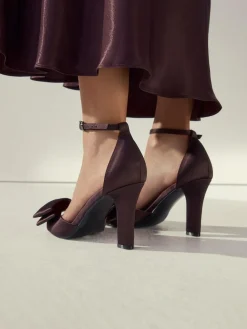 Next Forever Comfort® Satin Bow Block Heeled Sandals^Women Heels|Wide Fit & Extra Wide Fit