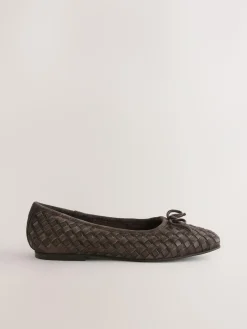 Sale Next Forever Comfort® Leather Weave Ballet Flats Chocolate Brown
