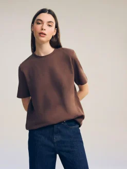 Next Chocolate Brown Heavyweight Short Sleeve Crew Neck T-Shirt^Women Nightwear|Tops & T-Shirts