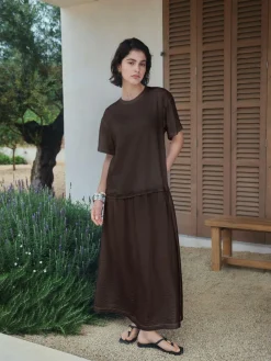 New Next Jersey Two In One T-Shirt Dress Chocolate Brown