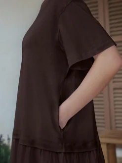 New Next Jersey Two In One T-Shirt Dress Chocolate Brown