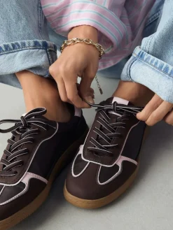 Next Chocolate Brown Lace-Up Trainers^Women Sneakers