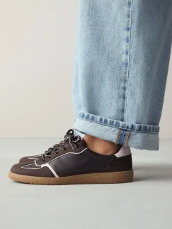 Next Chocolate Brown Lace-Up Trainers^Women Sneakers