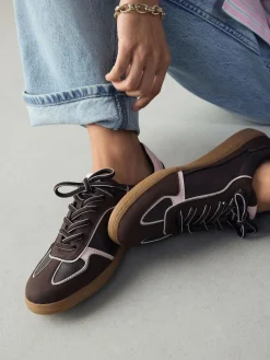 Next Chocolate Brown Lace-Up Trainers^Women Sneakers