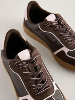 Next Chocolate Brown Lace-Up Trainers^Women Sneakers