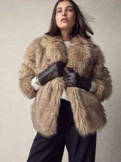 Outlet Next Chocolate Brown Leather Gloves