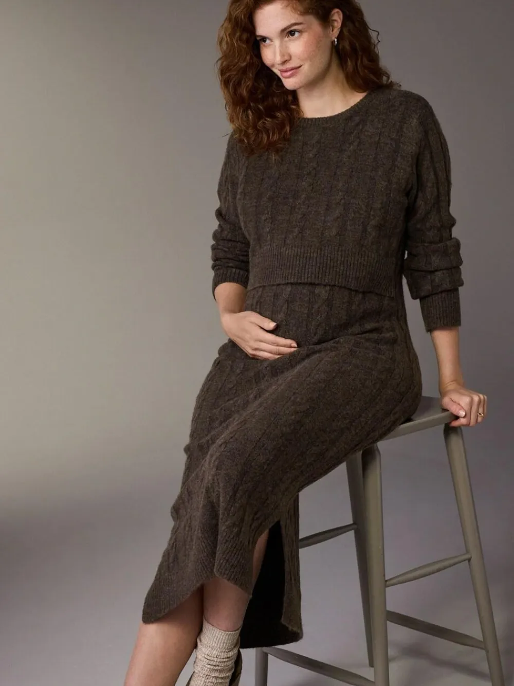Next Maternity Knitted Nursing Dress^Women Midi Dresses