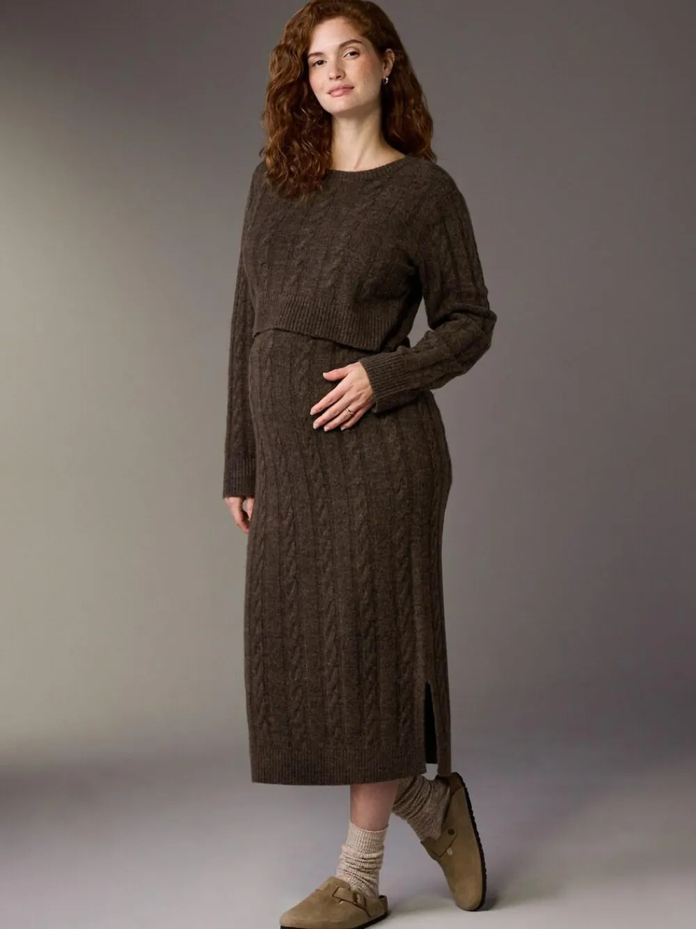 Next Maternity Knitted Nursing Dress^Women Midi Dresses