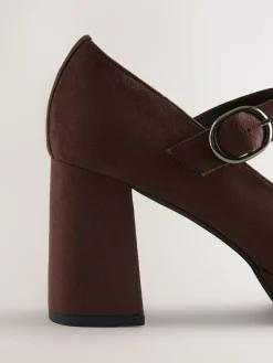 Hot Next Forever Comfort® Brogue Mary Jane Platform Block Heels Chocolate Brown Microfibre