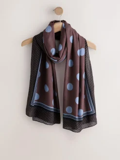 Next Chocolate Brown Polka Dot Lightweight Scarf