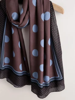 Next Chocolate Brown Polka Dot Lightweight Scarf