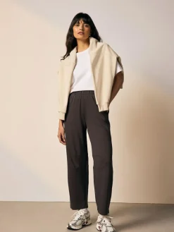 Online Next Premium Heavyweight Slinky Barrel Leg Joggers Chocolate Brown