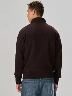 Outlet Next Chocolate Brown Quarter Zip Cotton Rich Jersey Sweatshirt