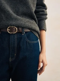 Next Chocolate Brown Regular PU Belt^Women Belts