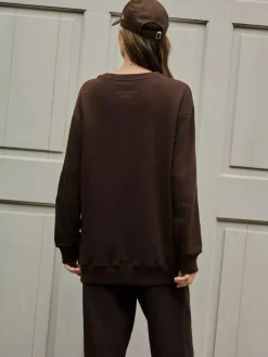Next Chocolate Brown Relaxed Fit Essentials Longline Sweatshirt with Pockets^Women Nightwear|Hoodies & Sweatshirts