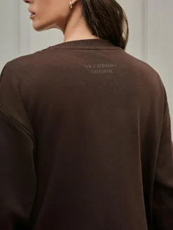 Next Chocolate Brown Relaxed Fit Essentials Longline Sweatshirt with Pockets^Women Nightwear|Hoodies & Sweatshirts