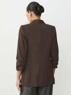 Next Chocolate Brown Relaxed Ruched Sleeve Blazer