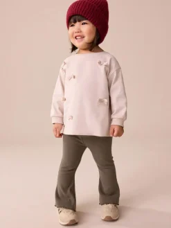 Online Next Chocolate Brown Rib Flare Leggings (3mths-7yrs)