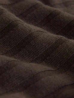 Hot Next Ribbed Long Sleeve Button Down Midi Dress Chocolate Brown