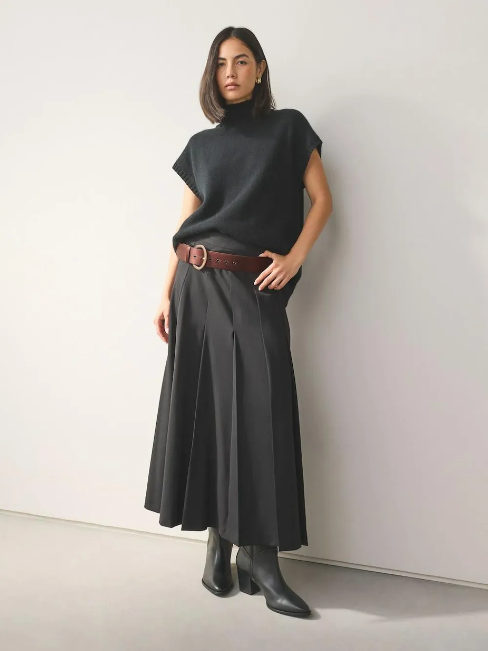 Hot Next Satin Belt with Diamante Buckle Chocolate Brown