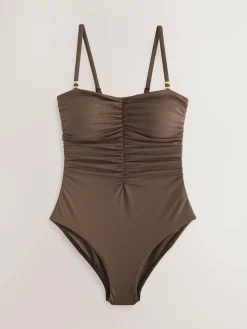 Next Chocolate Brown Shaping Tummy Control Bandeau Swimsuit^Women Swimwear