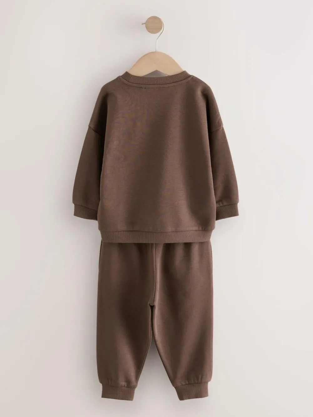 Online Next Single Printed Crew Neck Sweat Top & Joggers Set (3mths-7yrs) Chocolate Brown