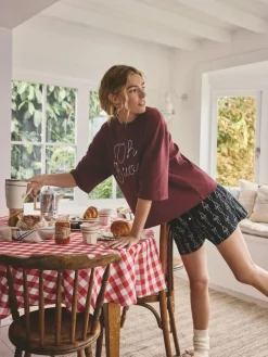 Sale Next Chocolate Brown Slogan Short Pyjamas Set